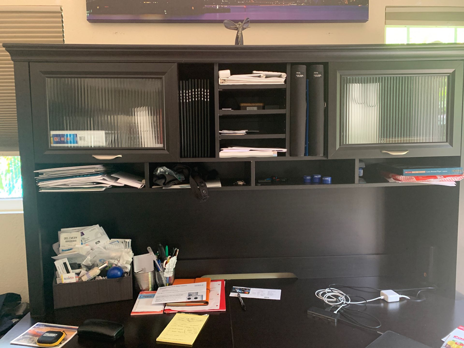 Realspace Magellan Performance 71"W LShaped Desk with Hutch, Espresso