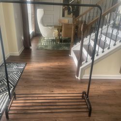 🖤 Black Metal Clothing Rack with Bottom Shelf