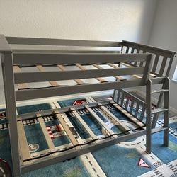 Grey Max & Lily Twin Over Twin Low Bunk Bed