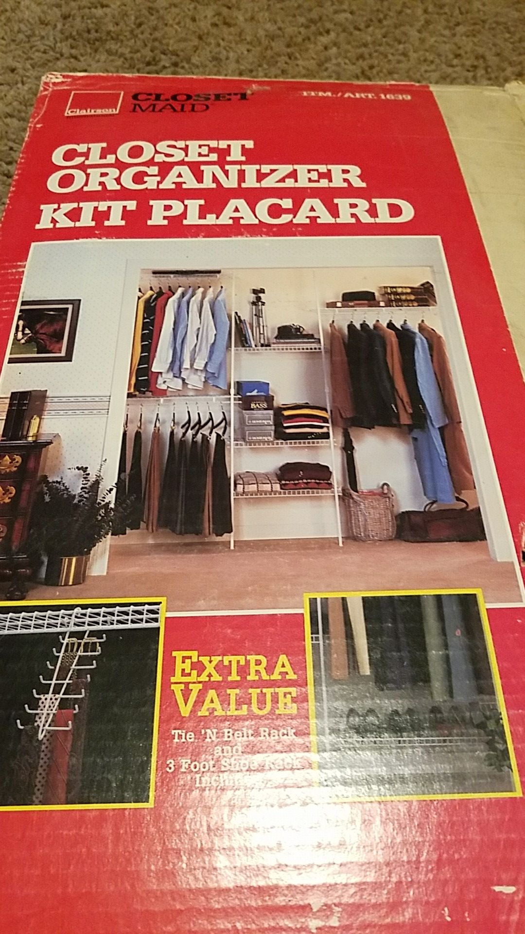 closet organizer kit placard