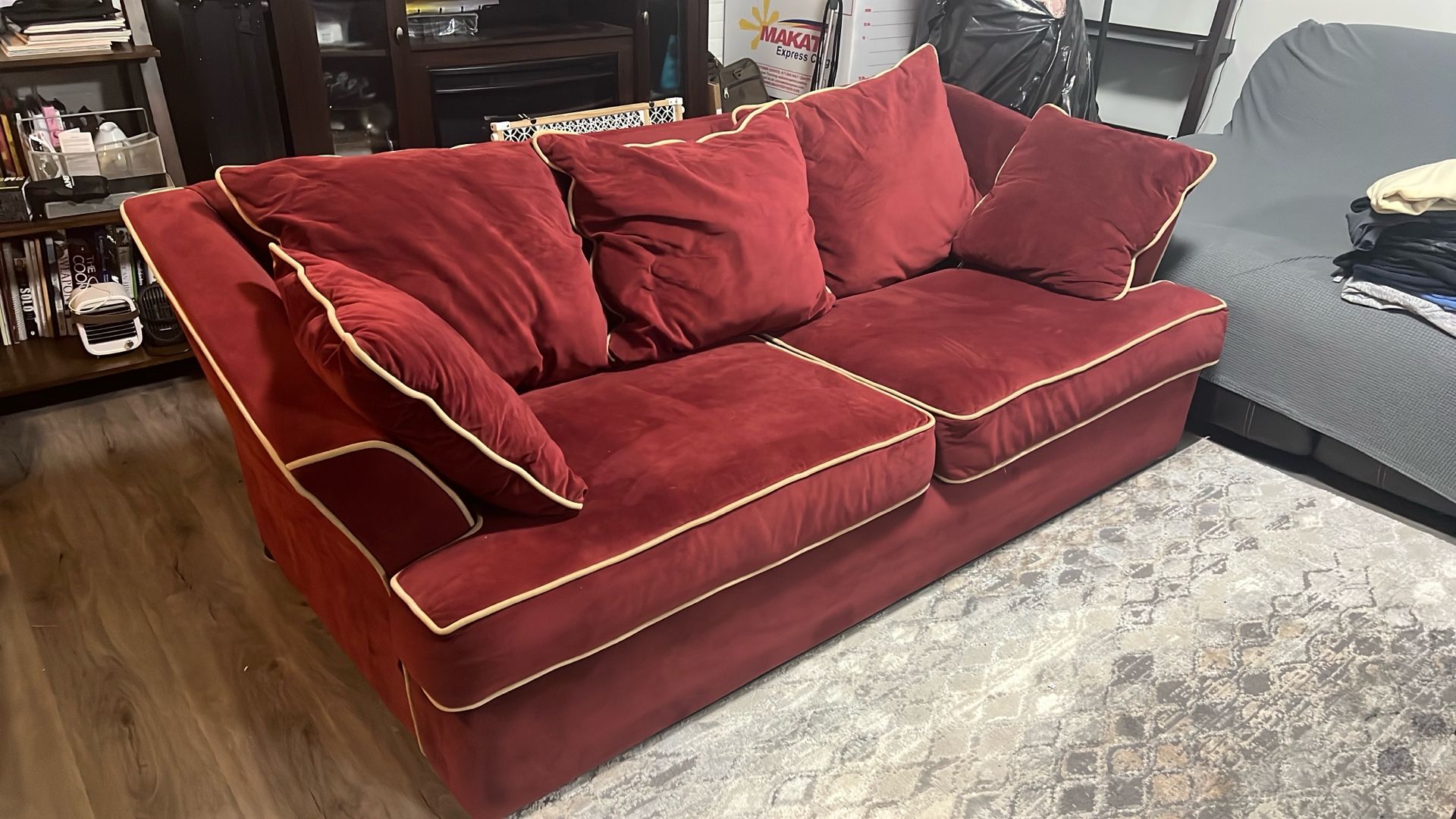 red sofa slightly used