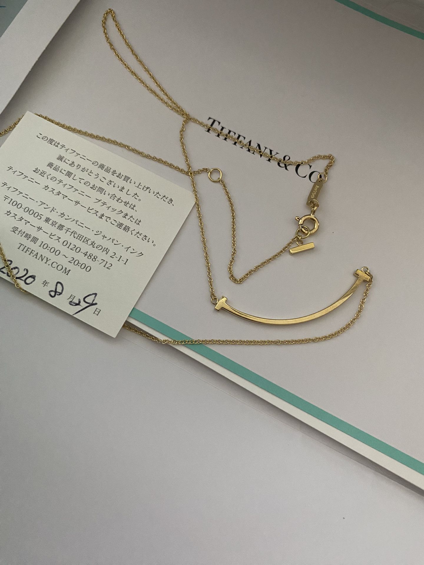 tiffany and co t smile necklace yellow gold 