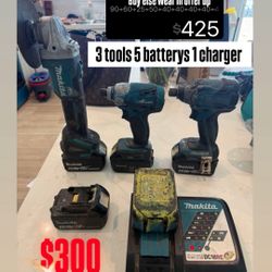 Makita 3 Tools 5 Batteries 1 Charger 