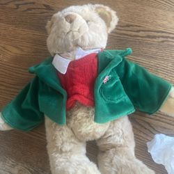 VTG Bialosky Treasure Plush Teddy Bear Jointed 17” Commonwealth Christmas Jacket
