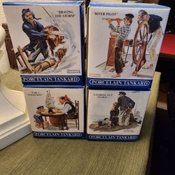 Norman Rockwell Seafarers Tankards
Set of 4
Long John Silvers Collection from 1985
New in Box
White porcelain trimmed in 24-karat gold