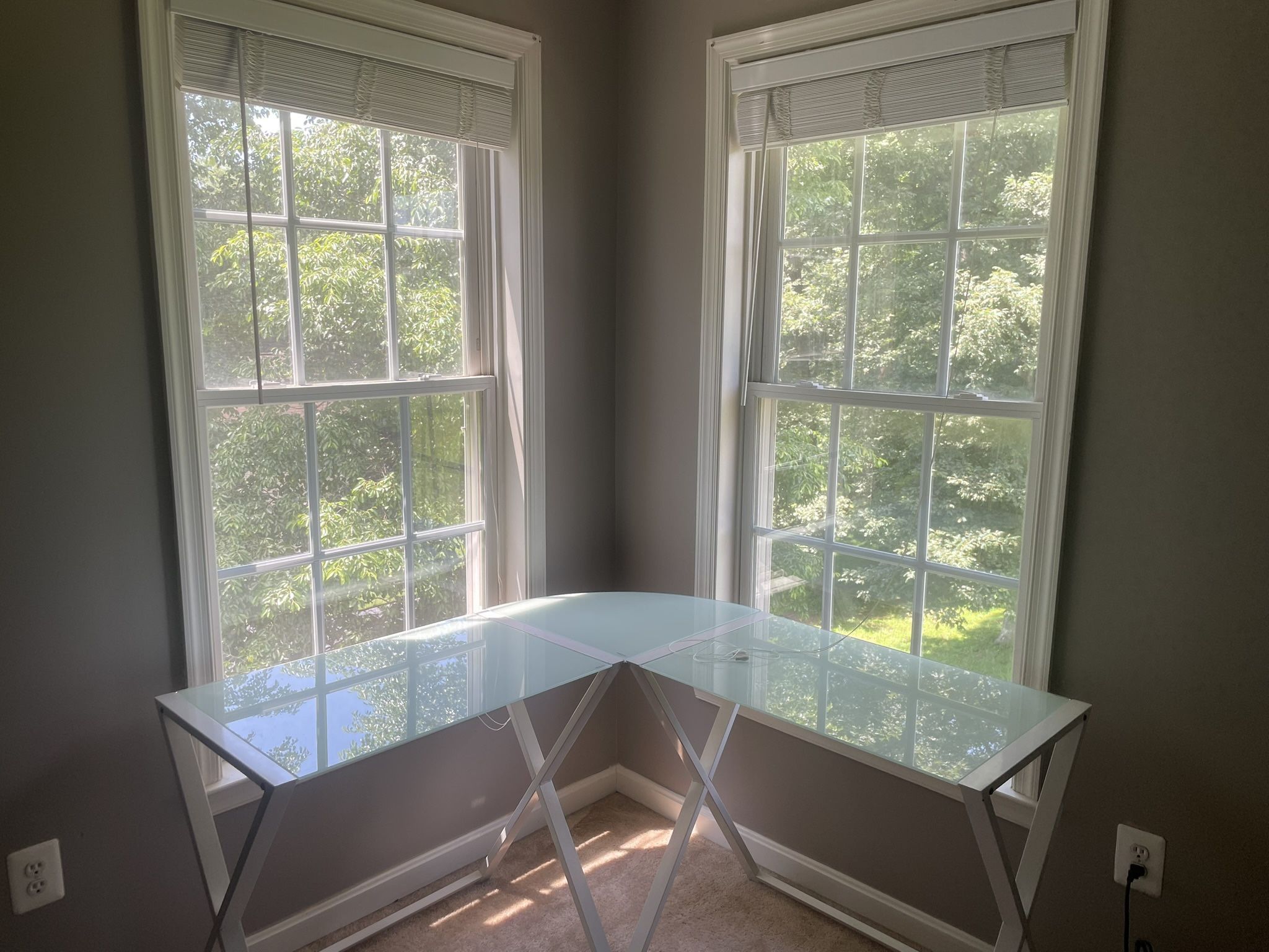L Shaped Glass And Metal Desk 