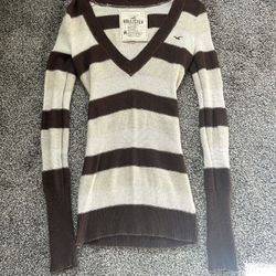 Hollister Y2k Brown Striped Sweater 