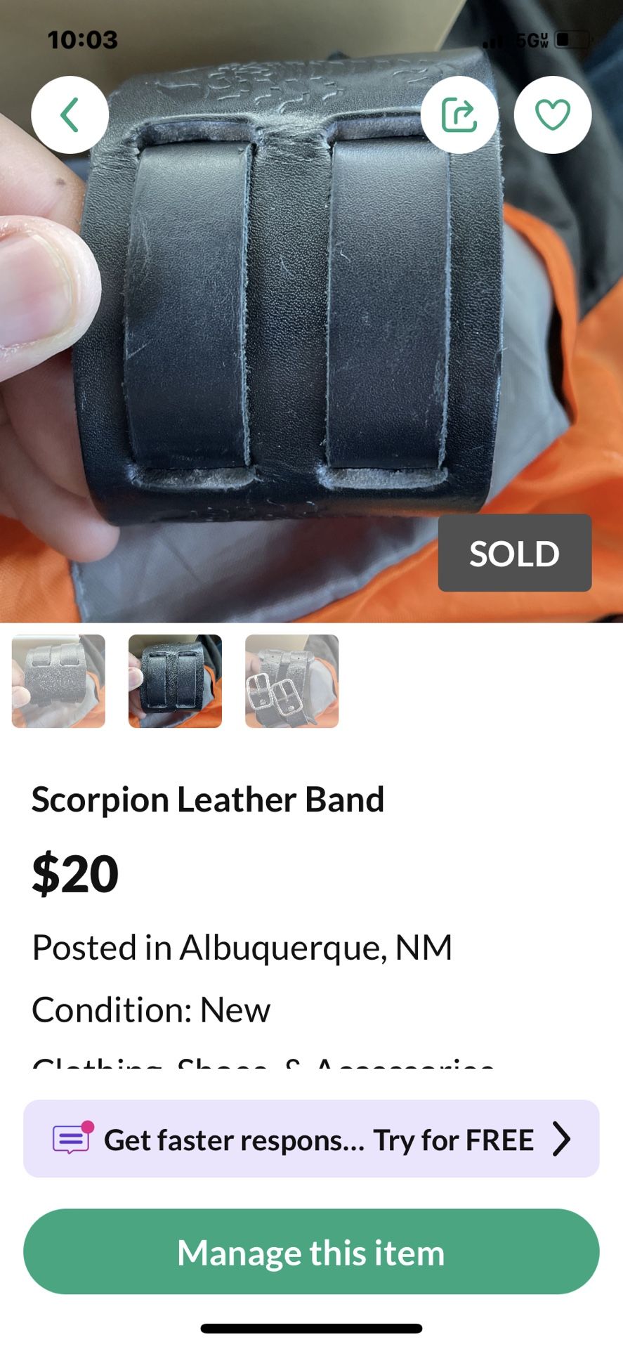 Scorpion Leather Band