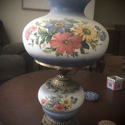 Beautiful Hand Painted Hurricane Lamp