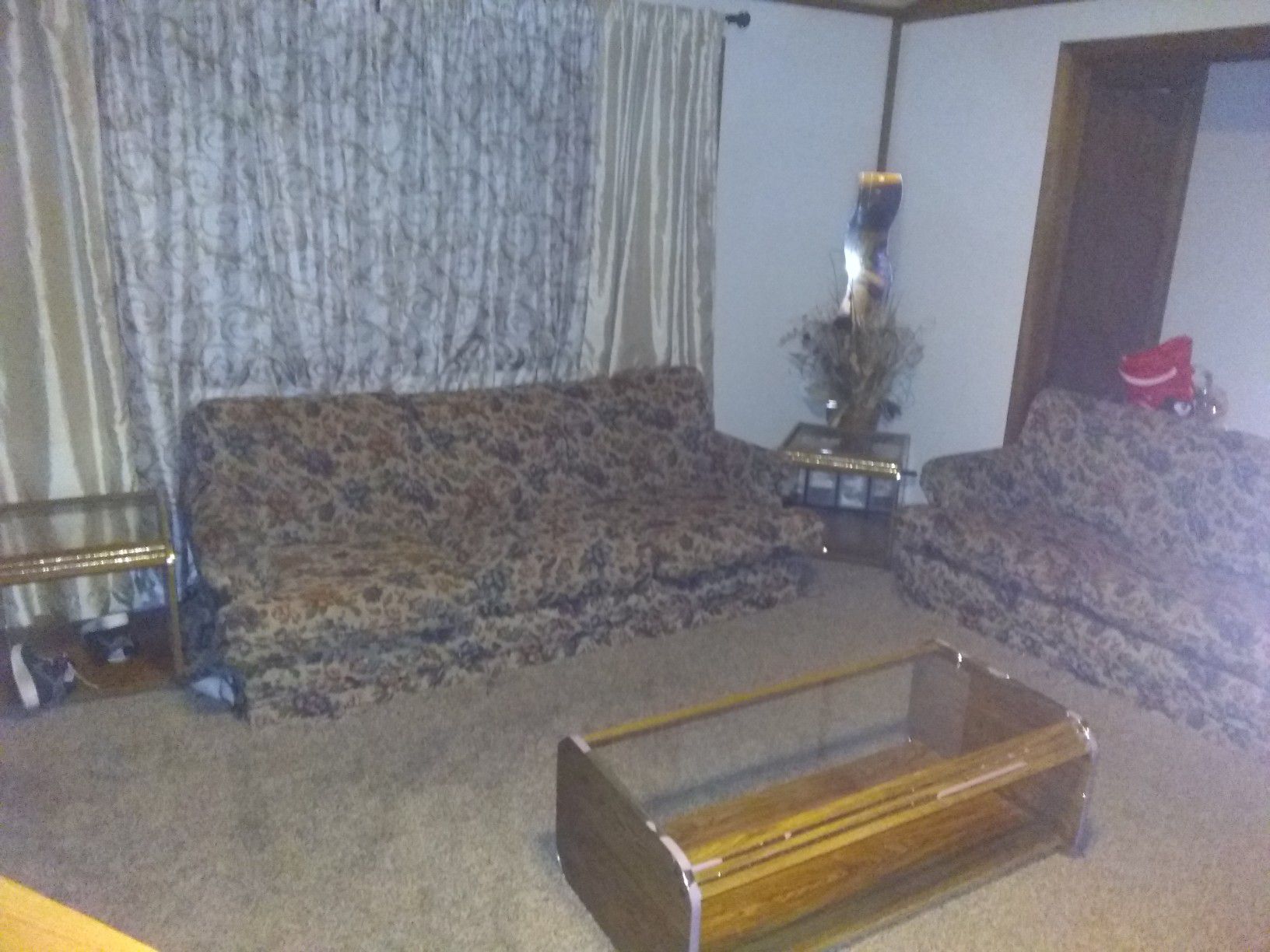 Sofa and loveseat and 3 tables