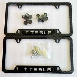 2PCS Carbon Fiber  License Plate Frame Cover Holder-aluminum.