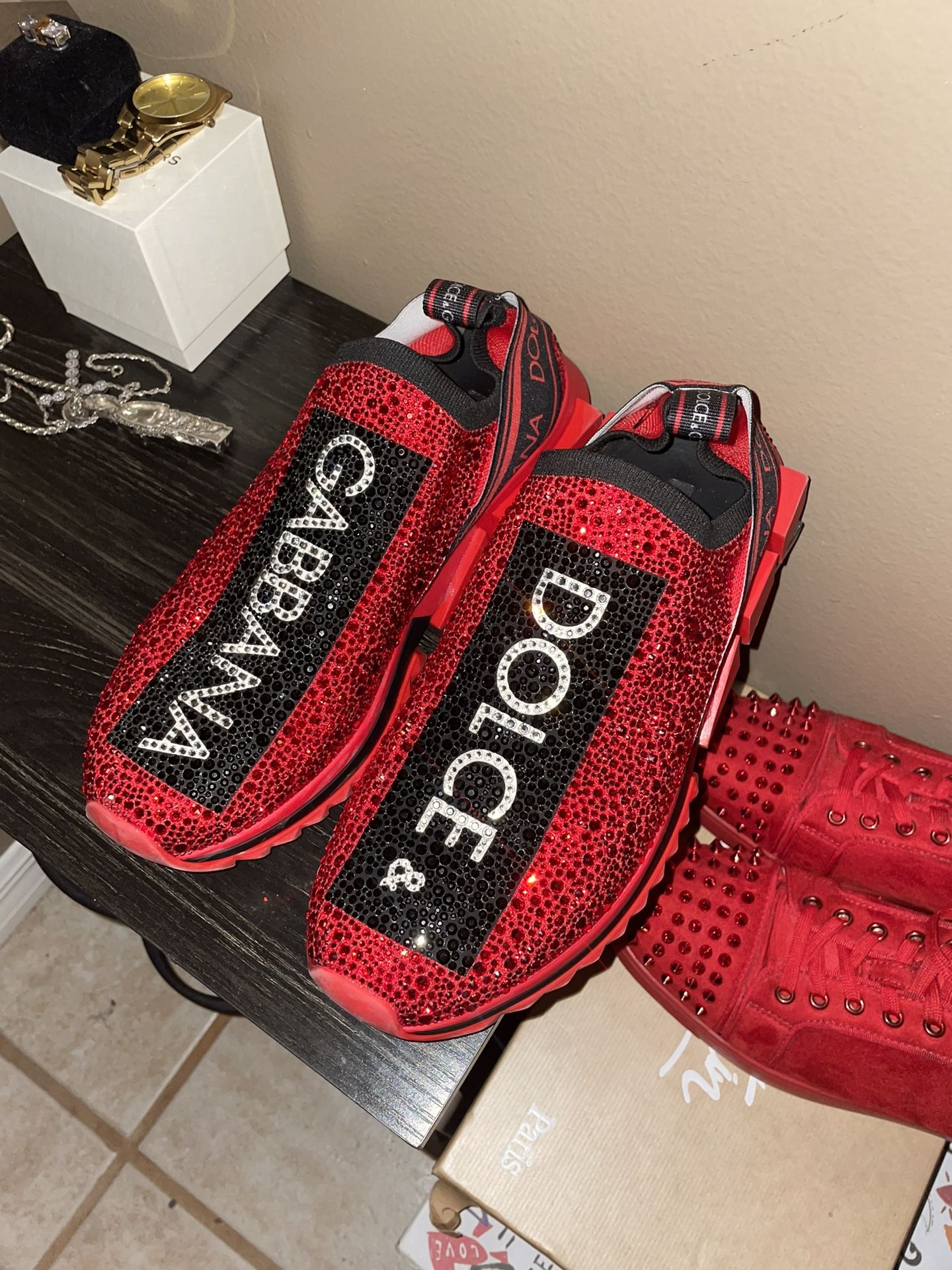 Rhinestone Shoes Dolce And Gabbana Red Sparkly Shoes Gabbana Red