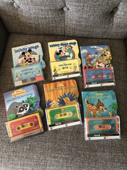 6 Disney Cardboard Books With Matching Cassette Read-a-longs 1994 &1995