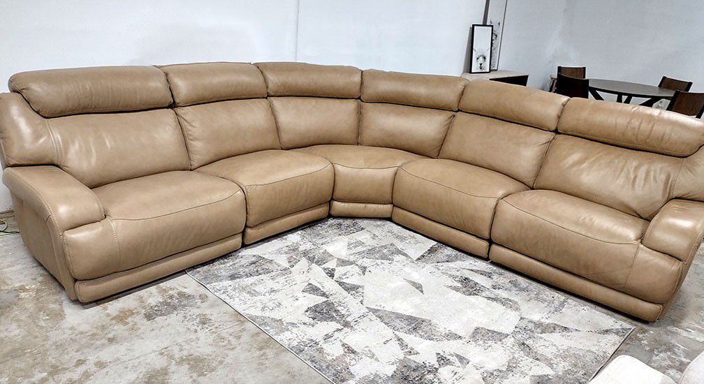 Daventry 5pc Italian Leather Sectional Sofa