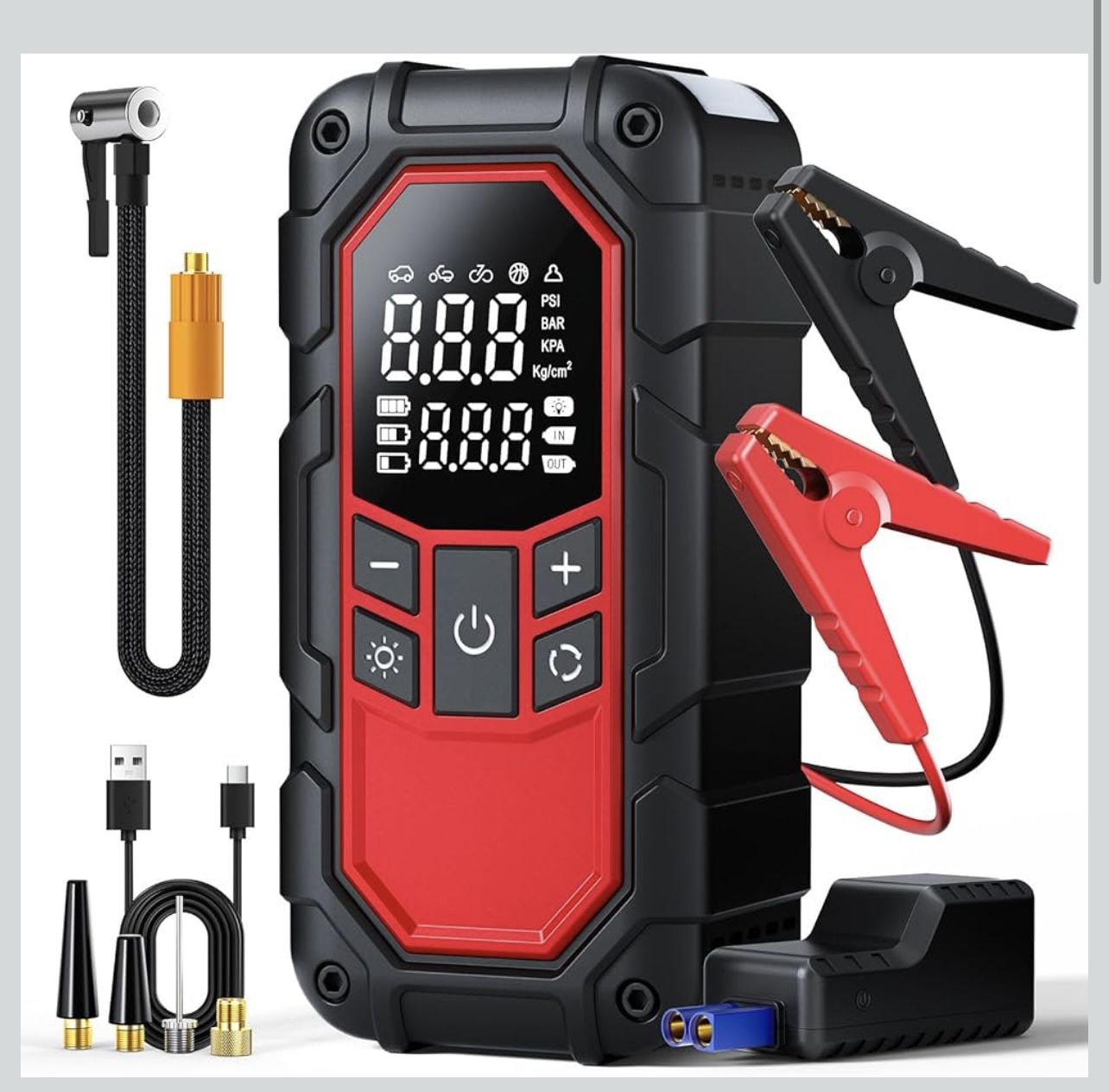 Jump Starter with Air Compressor,3000A car Battery, (9.0 Gasoline/6.5L Diesel