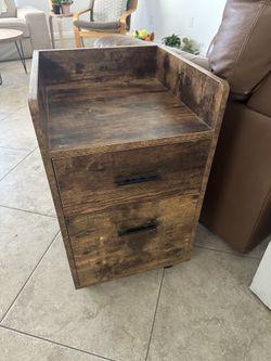 Brown Small File Cabinet on Wheels