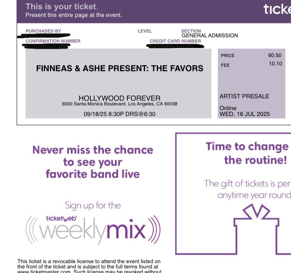 Finneas & Ashe: The Favor Concert Tickets