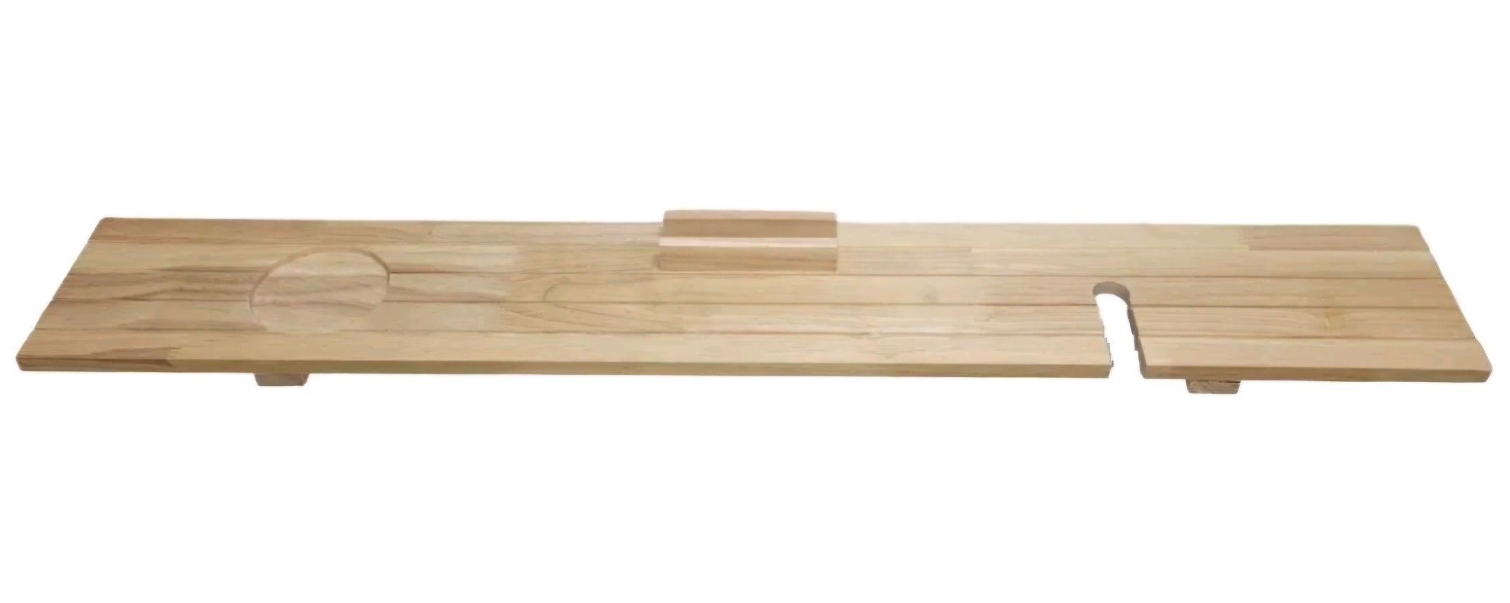 Natural Finish Wood Bath Caddy Tray ~30" Length w/ Wine Glass Candle Phone Slots