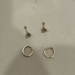 14k Gold Hoops And Studs 