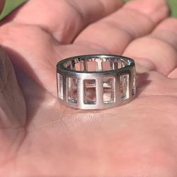 Sterling Silver Ring With Thick Pillar Band, Size 5 3/4, Women's Jewelry