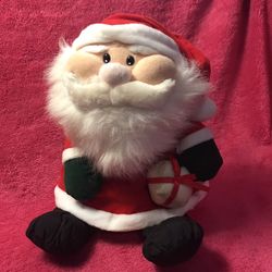 12” Plush Santa Says HO HO Merry Christmas Plays Music Says Happy New Year WORKS GREAT! 