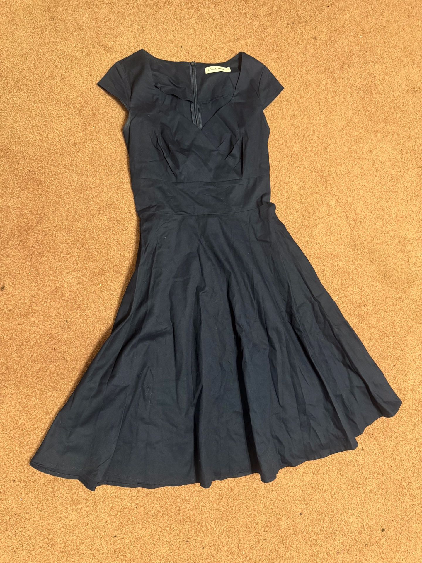 New Xs navy blue short retro vintage flair dress 