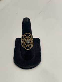 Gold Tone Seed of Life Ring with Stone