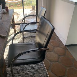 Set Of Two Black & Chrome Dining Or Office Chairs