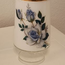 Glass Container With Blue Flower's 
