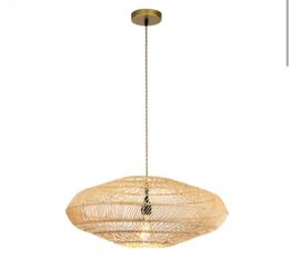ELE Light & Decor Rattan Pendant Light Brass Orb 1-Light