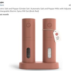 LARS NYSØM Electric Salt and Pepper Grinder Set I Automatic Salt and Pepper Mills with Adjustable Ceramic Grinder I USB Rechargeable Electric Spice Mi