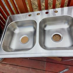 Stainless Steel  Double  Sink 6in Deep 