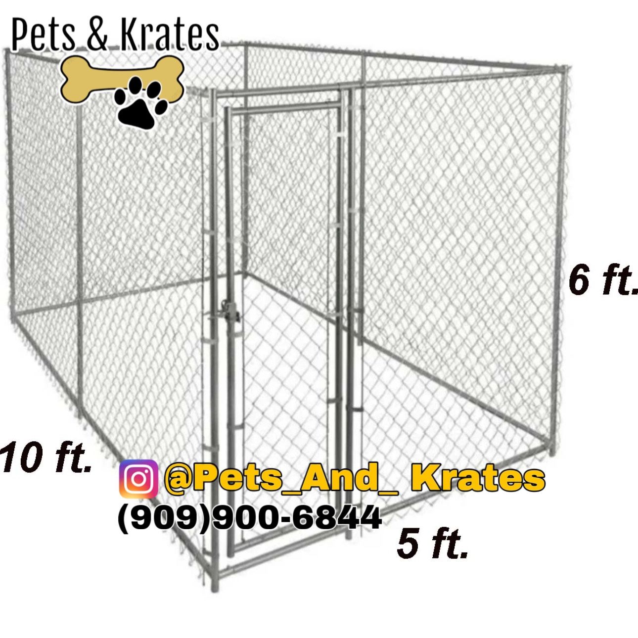 NEW! 10ft x 5ft x 6 ft  Chain Link Boxed Dog Kennel 