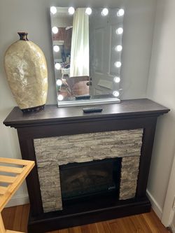 Electric Fireplace with Stone Finish – Brand New