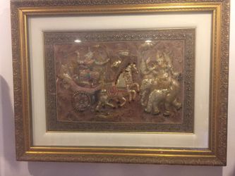 Framed Thailand Hand Beaded Tapestry