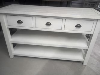 Farmhouse Console Table with 3 Drawers & Shelves