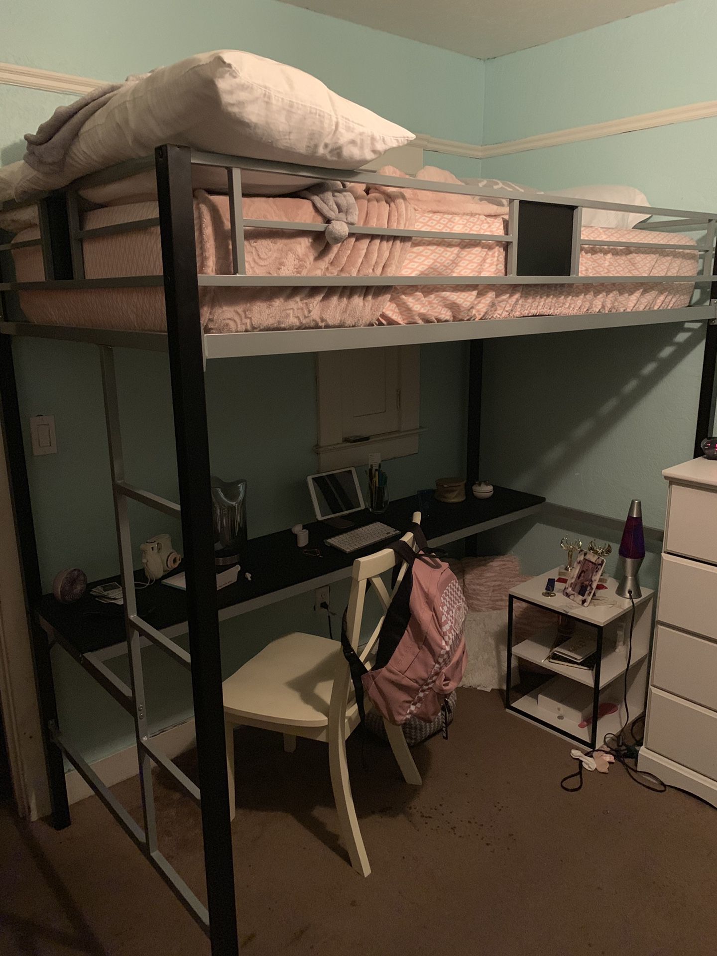 Twin Loft bed with desk on bottom