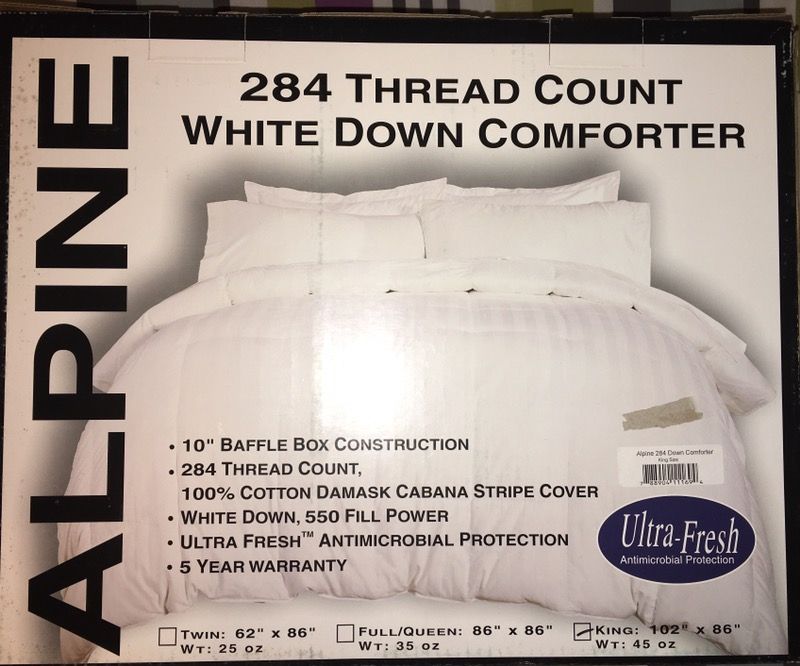 Alpine 284 Thread Count White Down Comforter