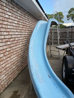 Blue Fiberglass Pool Slide
