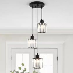 3-Light Black Modern Classic Style Crystal Chandelier