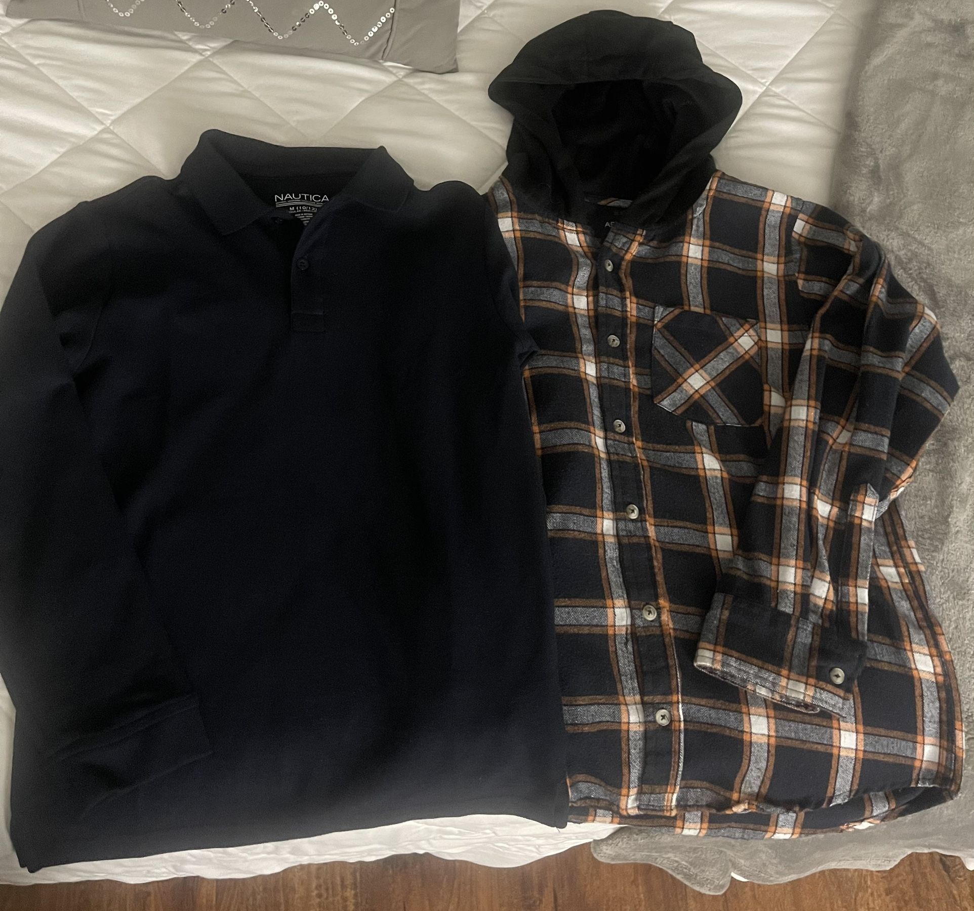Boys Size Medium (10-12) Shirt Bundle – Nautica Polo & Hooded Flannel (2 pcs)