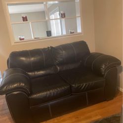 Black Leather Couch & Loveseat $500 Obo