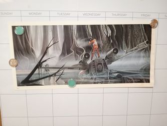 Luke, R2D2, and X Wing , Stuck In Swamp, $20, Empire Strikes Back, Vintage Ralph McQuarrie concept Artwork Poster