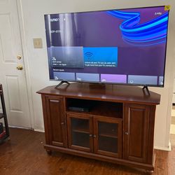 55” TV + Solid Wood TV Stand – Heavy Duty, Moving Sale