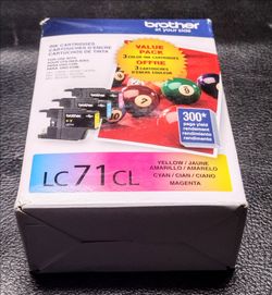 Brand New Genuine Brother LC71CL (LC713PKS) Ink Cartridge Magenta Cyan Yellow Exp 11/2026