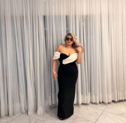 1X women’s formal dress black and white