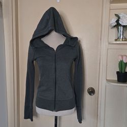 North Face CleanGirl OffDuty Grayish Green Terry Fleece Full Zip Hoodie Jacket