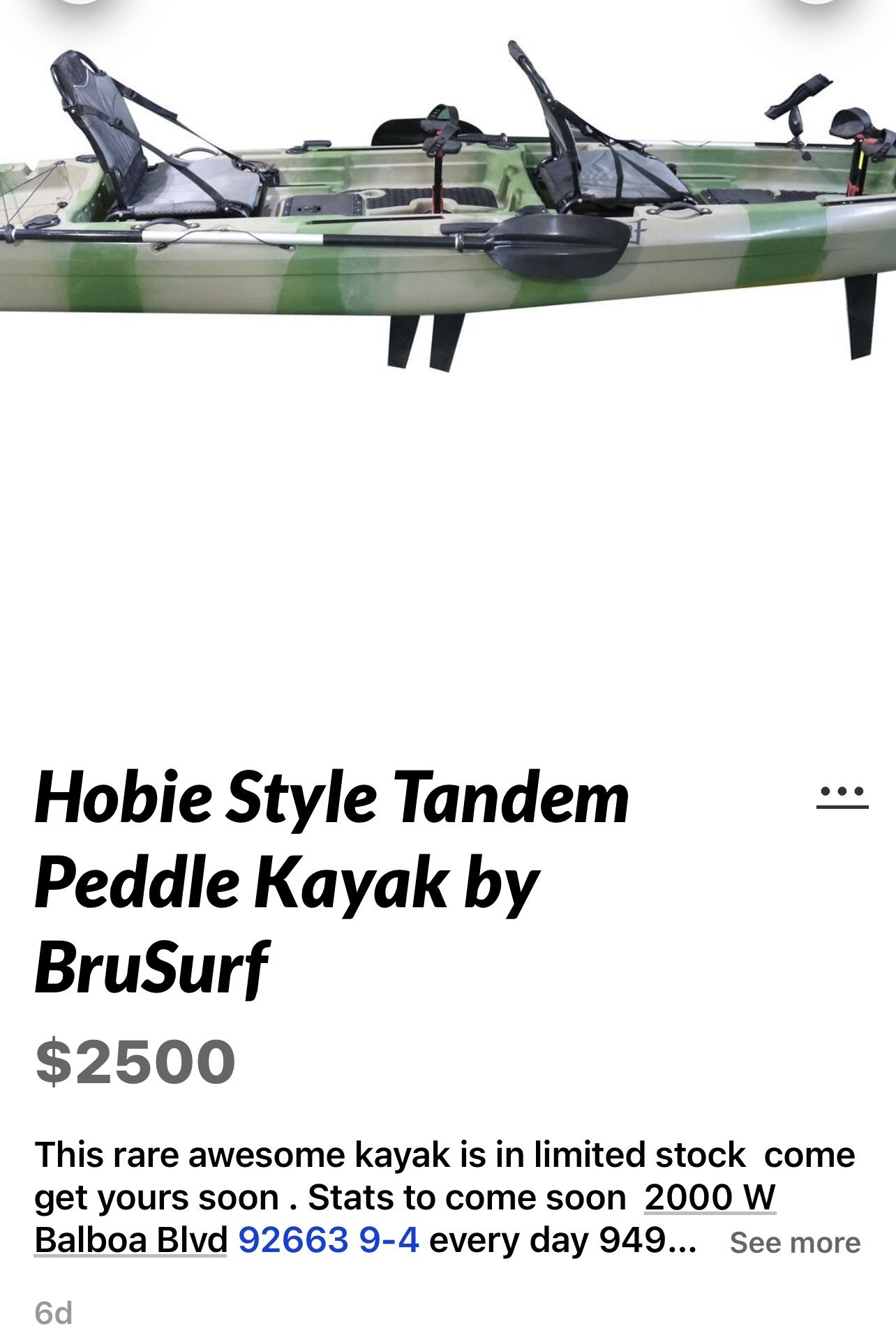 Tandem 2 Person Peddle Kayak Discount Price