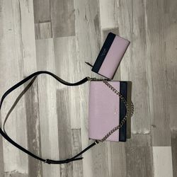 Purple And Navy white Kate Spade cross body bag purse  And Wallet 