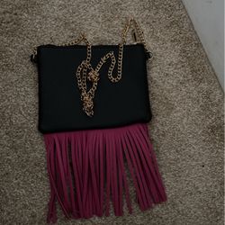 Pink And Black Crossbody Purse